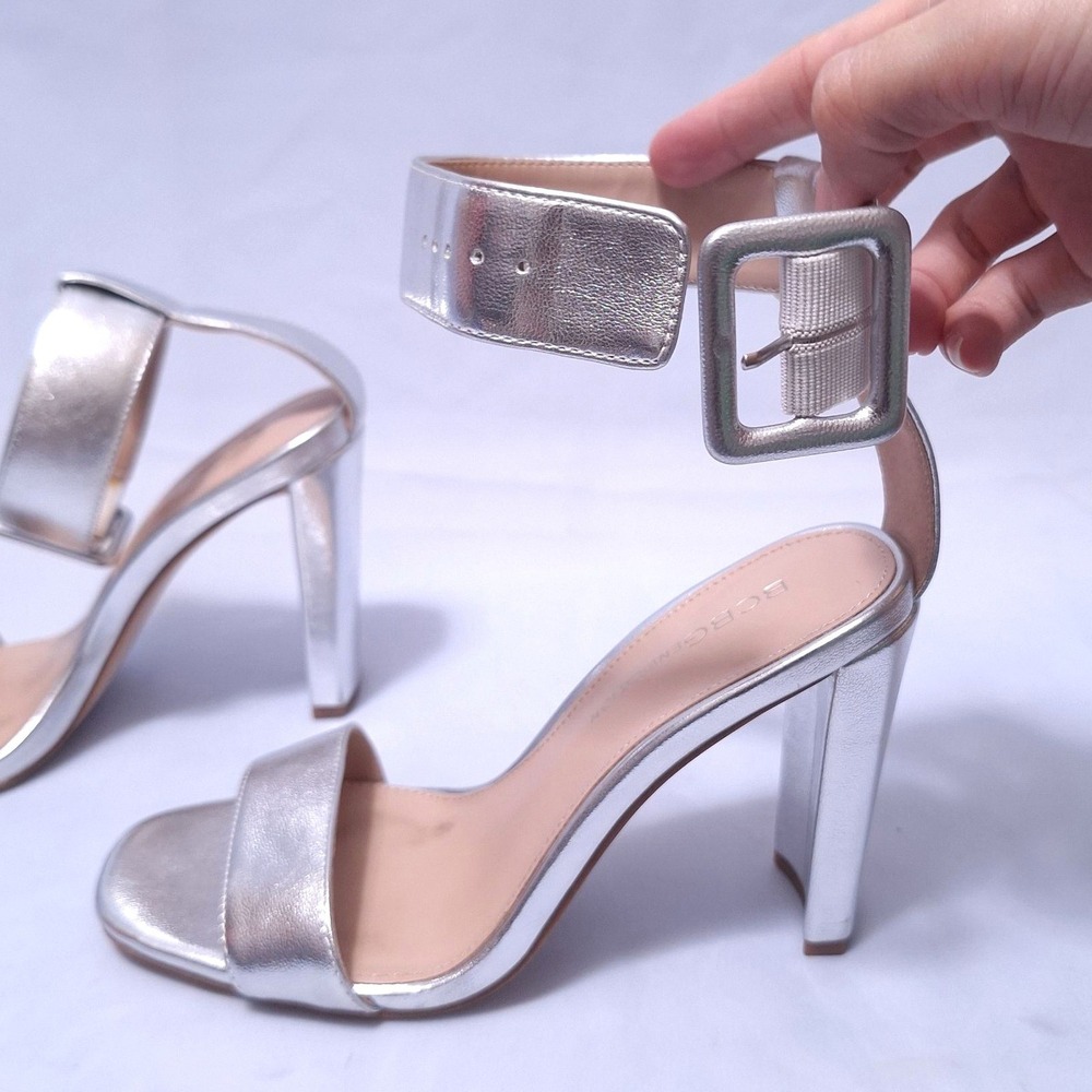 Bcbgeneration Winoni Silver Metallic Block Heel S… - image 8